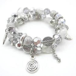 Products: Double silver glass beads bracelet