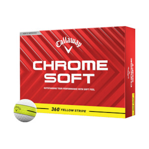 Golf Balls: Callaway 2024 Chrome Soft 360° Golf Balls | Yellow Stripe