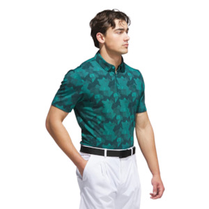 Golf Polos: Adidas Men's Go-To Printed Polo Shirt | Pure Teal/Ivy