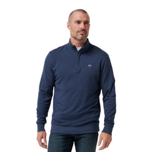 TravisMathew Cloud 1/4 Zip 2.0 Men’s Pullover | Heather Blue