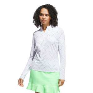 Adidas Ultimate365 Printed Quarter-Zip Long-Sleeve Polo Shirt | White