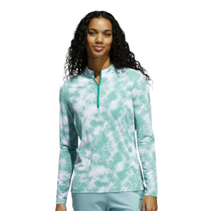 Adidas Ultimate365 Printed Quarter-Zip Long-Sleeve Polo Shirt | Pure Teal