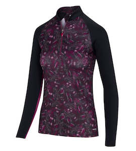 Greg Norman Women's Solar XP Monet Print 1/4 Zip Black