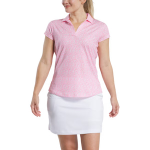 FootJoy Women’s Cap Sleeve Print Shirt | Pink Lemonade