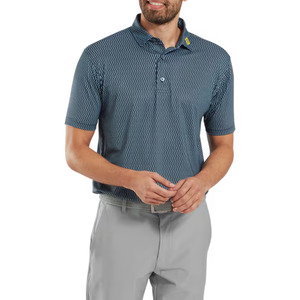 Golf Polos: FootJoy Men’s Wiggle Print Lisle Polo | Navy/White