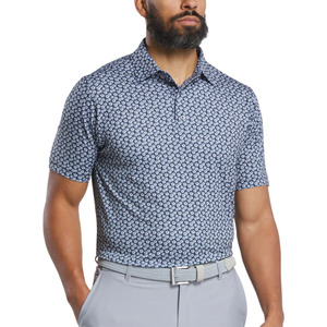 Footjoy: FootJoy Men's Floral Sketch Print Lisle Polo | Navy/White