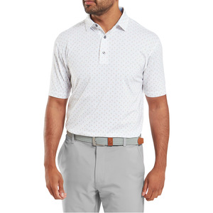Golf Polos: FootJoy Flower Bud Foulard Lisle Men's Polo | White