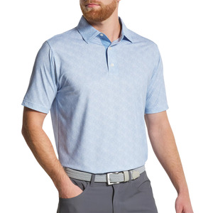 Footjoy: FootJoy Speckle Print Lisle Men's Polo | Blue Jay/White