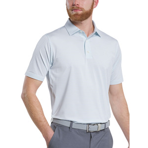 FootJoy Emory Stripe Lisle Men's Polo | White/Pistachio/Blue Jay