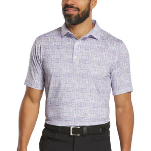 Golf Polos: FootJoy Tweed Print Lisle Men's Polo | White/High Tide