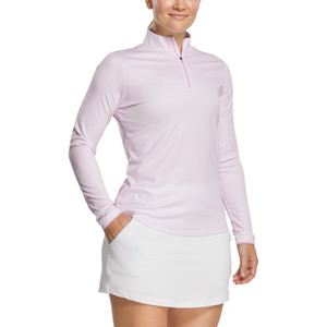 FootJoy Quarter-Zip Long Sleeve Women's Sun Protection Shirt | White/Orchid Print