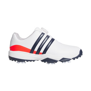 Golf Shoes: Adidas Tour360 BOA Junior Golf Shoes | White/Navy/Red
