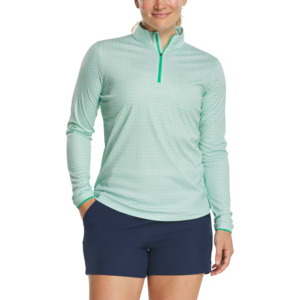 FootJoy Quarter-Zip Long Sleeve Women's Sun Protection Shirt | White/Emerald