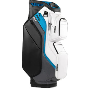 Cart Bags: PING DLX 244 Cart Golf Bag | White/Dark Grey/Blue