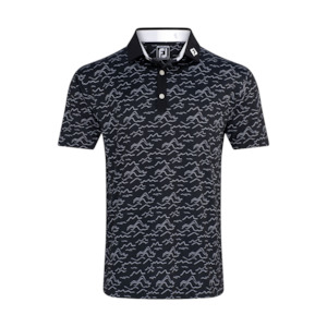 Footjoy: FootJoy Wave Print Lisle Self Collar Polo