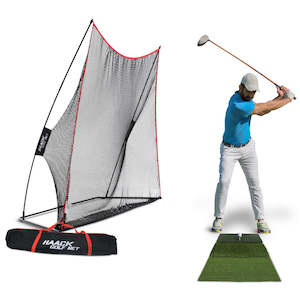Hitting Nets: Rukket Haack Golf Net + Tri-Turf Mat