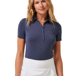 TravisMathew Ladies Featherweight Active Polo - Heather Navy Blazer