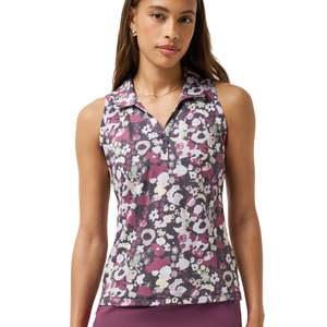 TravisMathew Ladies Featherweight Sleeveless Polo 2.0 - Greystone Floral