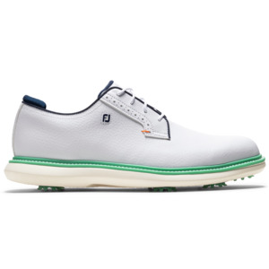 Footjoy Golf: FootJoy Men's 2025 Traditions Golf Shoes - White/Navy/Teal