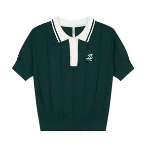 Huffer Golf Ladies Line Knit Polo - Golf Green / Chalk