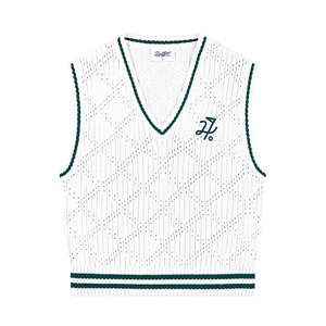 Vests: Huffer Golf Ladies Diamond Crop Vest - Chalk