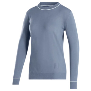 Footjoy Golf: FootJoy Ladies Wool Blend Crew Pullover - Blue Stone