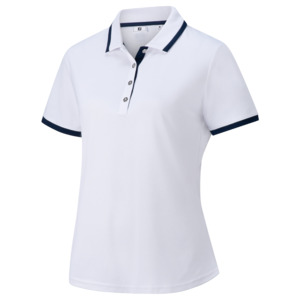 FootJoy Ladies Pique Trim Polo - White/Navy