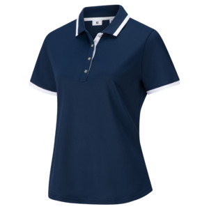 FootJoy Ladies Pique Trim Polo - Navy/White