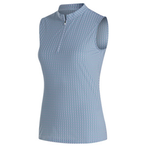 Footjoy Golf: FootJoy Ladies Sleeveless Quarter Zip Shirt - White/Navy/Emerald