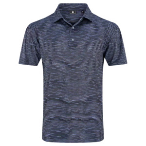 Footjoy Polos: FootJoy Broken Stripe Pique Polo - Black/Periwinkle