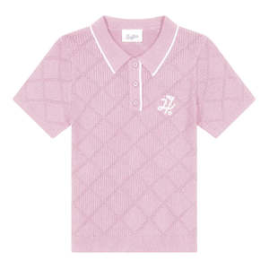 Huffer Womens Diamond Knit Polo - Petal