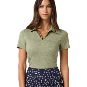 TravisMathew Ladies Skyloft Light Polo 2.0 - Heather Oil Green