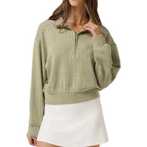 TravisMathew Ladies Printed Skyloft Soft Echo Half Zip - Oil Green
