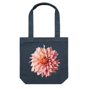 Tote Bags: Pink Dahlia Flower Tote Bag