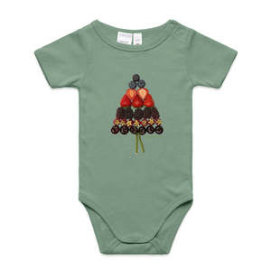 Organic Infant Baby Grows: Christmas Mixed Berry Tree Infant Babygrow