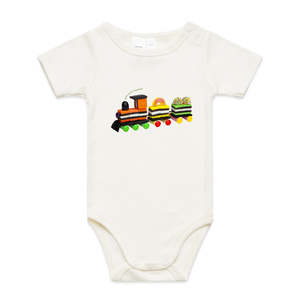 Organic Infant Baby Grows: Liquorice Allsorts Train Infant Babygrow