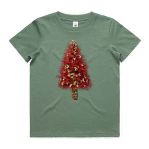 Christmas Pohutukawa Tree Kids Tee Shirt