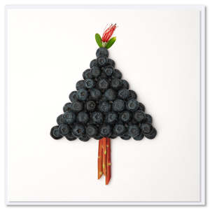 Greeting Cards: Christmas Blueberry Tree Greeting Card