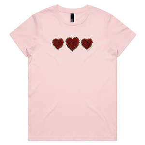 Womans Cotton Tee Shirts: Pohutukawa Hearts Woman's Tee Shirt