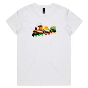 Womans Cotton Tee Shirts: Liquorice Allsorts Train Woman's Tee Shirt