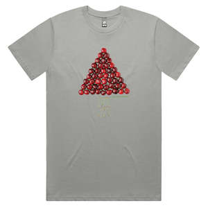 Mens Cotton Tee Shirts: Christmas Cherry Tree Men's Tee Shirt