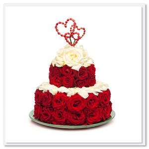 Red Rose Cake Greeting Card
