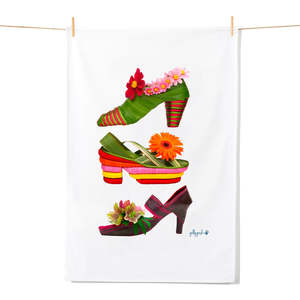 Floral Shoes Tea Towel