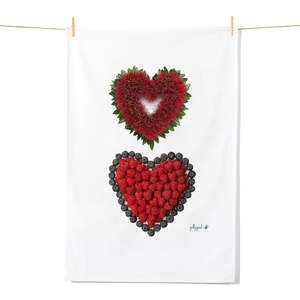 Floral & Berry Hearts Tea Towel