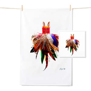 Tea Towel Free Card Bundles: Feather Dress - Tea Towel & Free Card Gift Set