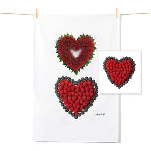Tea Towel Free Card Bundles: Floral & Berry Hearts - Tea Towel & Free Card Gift Set