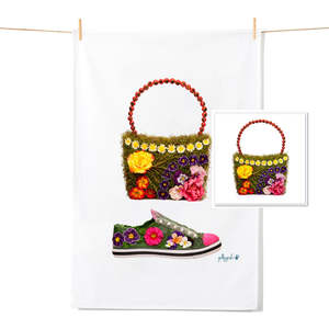 Tea Towel Free Card Bundles: Daisy Chain Bag & Pansy Shoe - Tea Towel & Free Card Gift Set