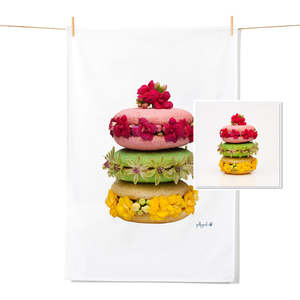 Tea Towel Free Card Bundles: Macaroon Stack - Tea Towel & Free Card Gift Set