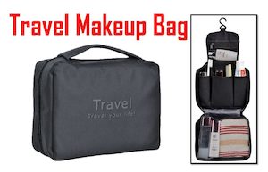 BLACK Travel Toiletries Makeup Storage Organizer Portable Cosmetic Bag Hook