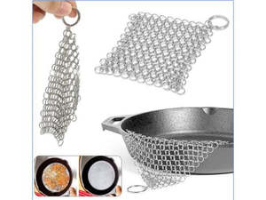 Kitchen: Stainless Steel Cleaner Chainmail Scrubber Cookware Kitchen Tool